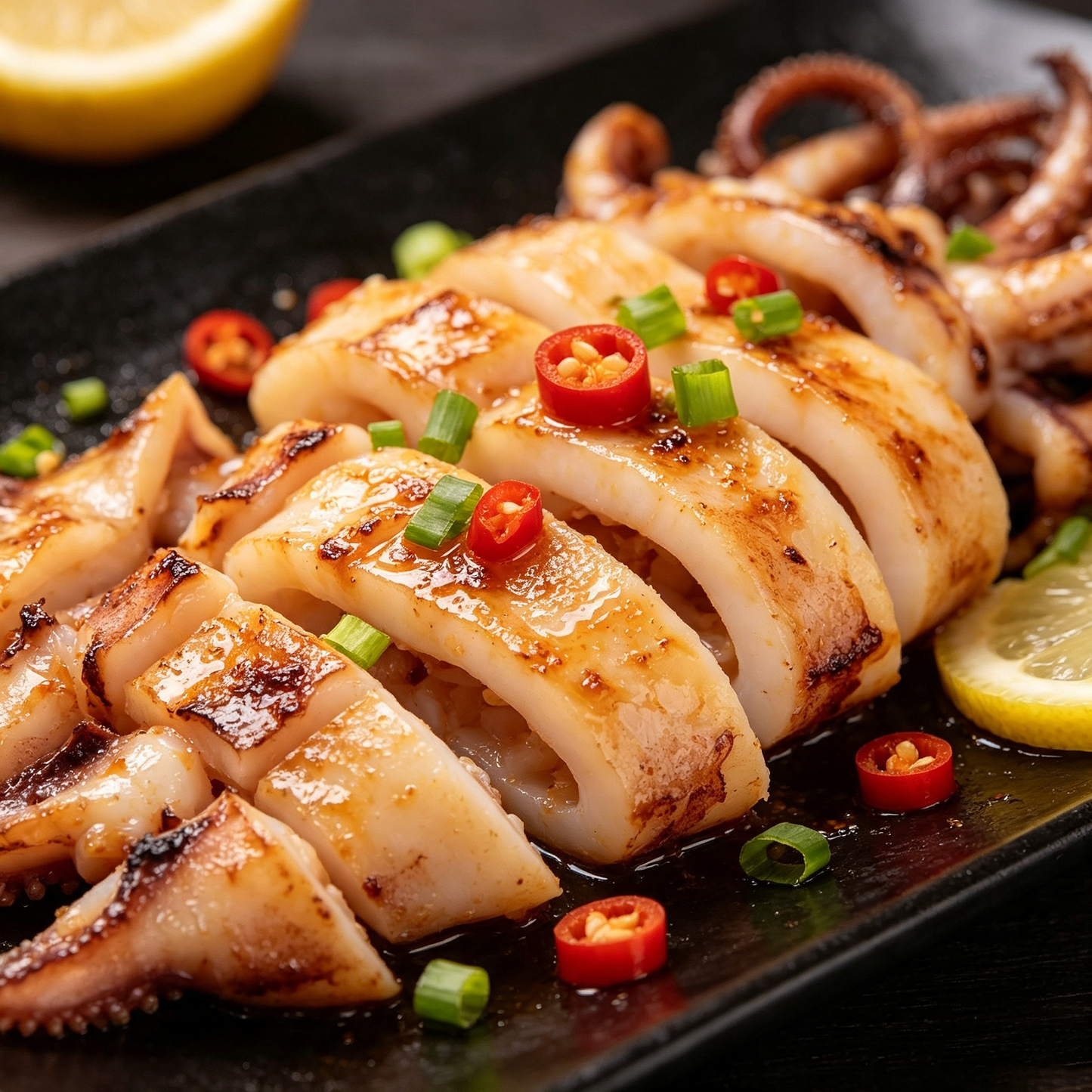 Cut Squid with Tails